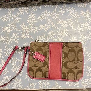 Coach Wallet Pink and Brown Monogram